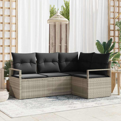Set di divani 4 pcs Grigio chiaro polyrattan