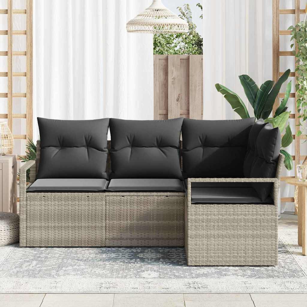 Set di divani 4 pcs Grigio chiaro polyrattan
