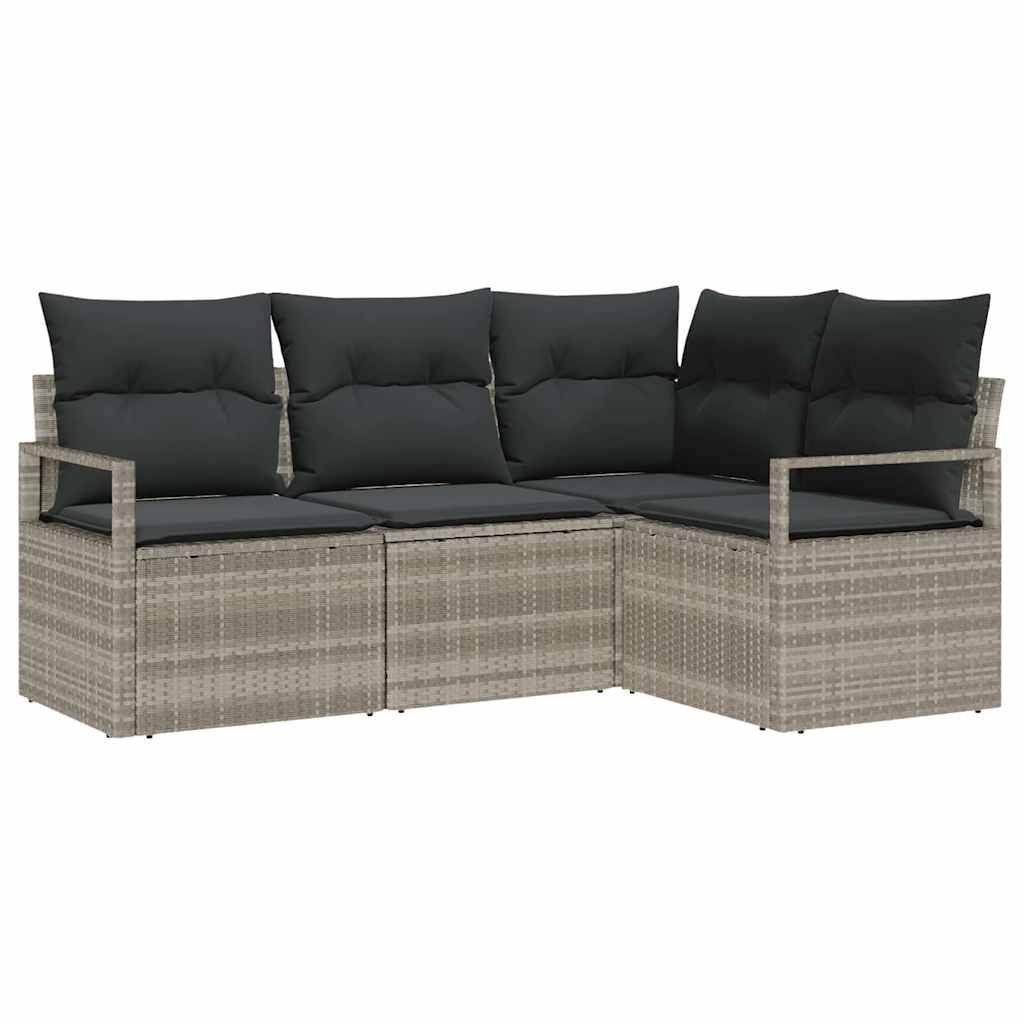 Set di divani 4 pcs Grigio chiaro polyrattan