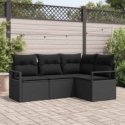 Set di divani 4 pcs Nero polyrattan
