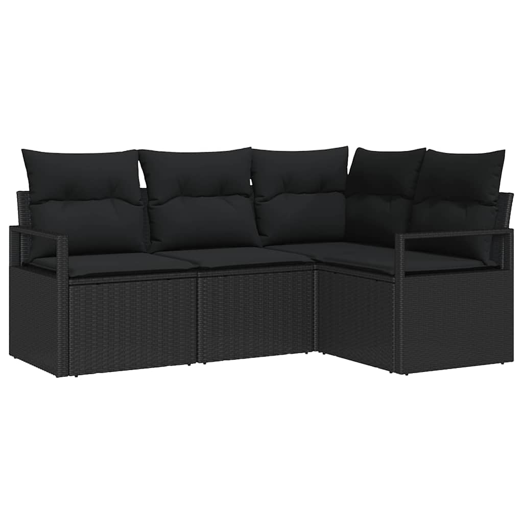 Set di divani 4 pcs Nero polyrattan