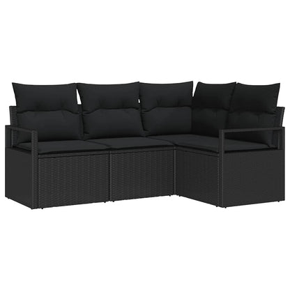 Set di divani 4 pcs Nero polyrattan