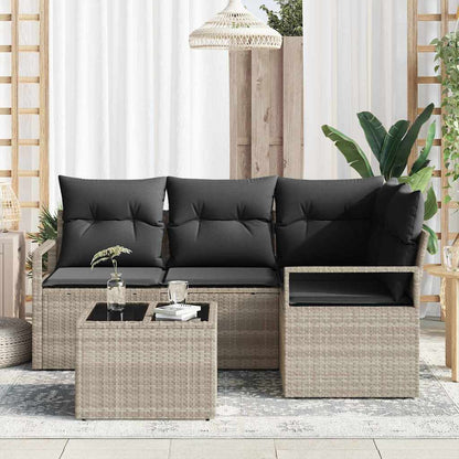 Set di divani 5 pcs Grigio chiaro polyrattan