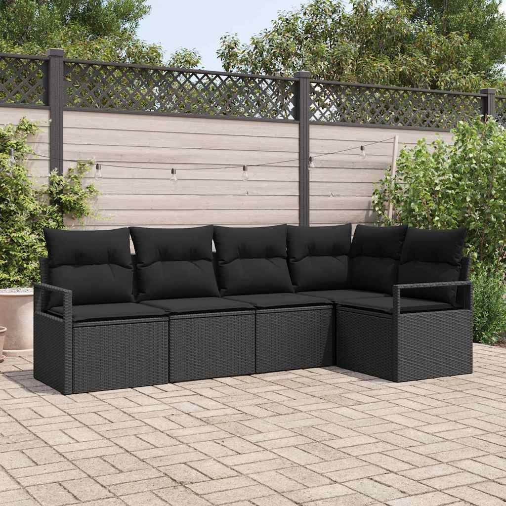 Set di divani 5 pcs Nero polyrattan