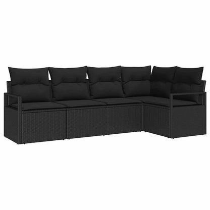 Set di divani 5 pcs Nero polyrattan