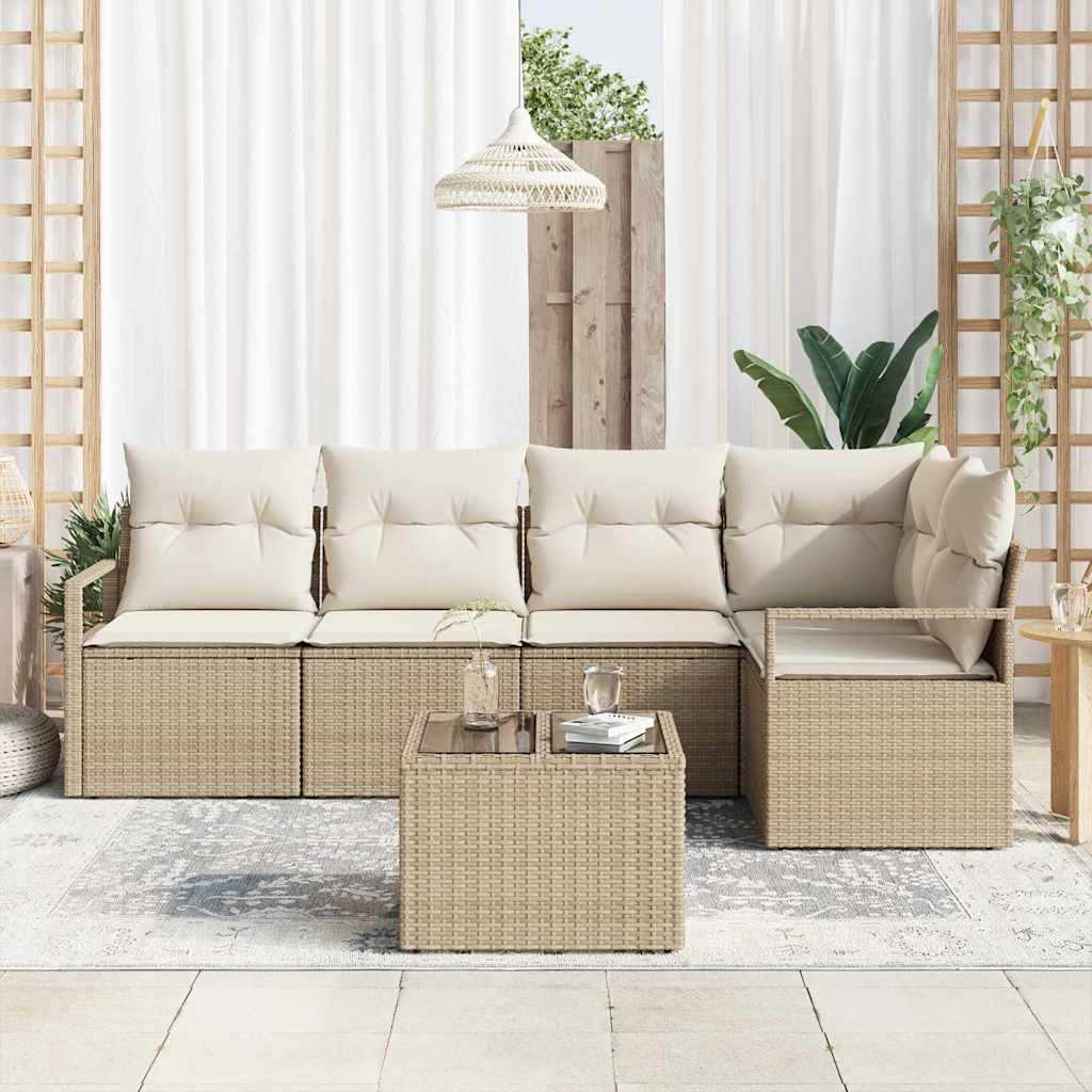 Set di divani 6 pcs Beige polyrattan
