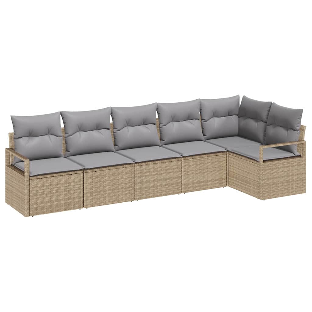 Set di divani 6 pcs Beige polyrattan