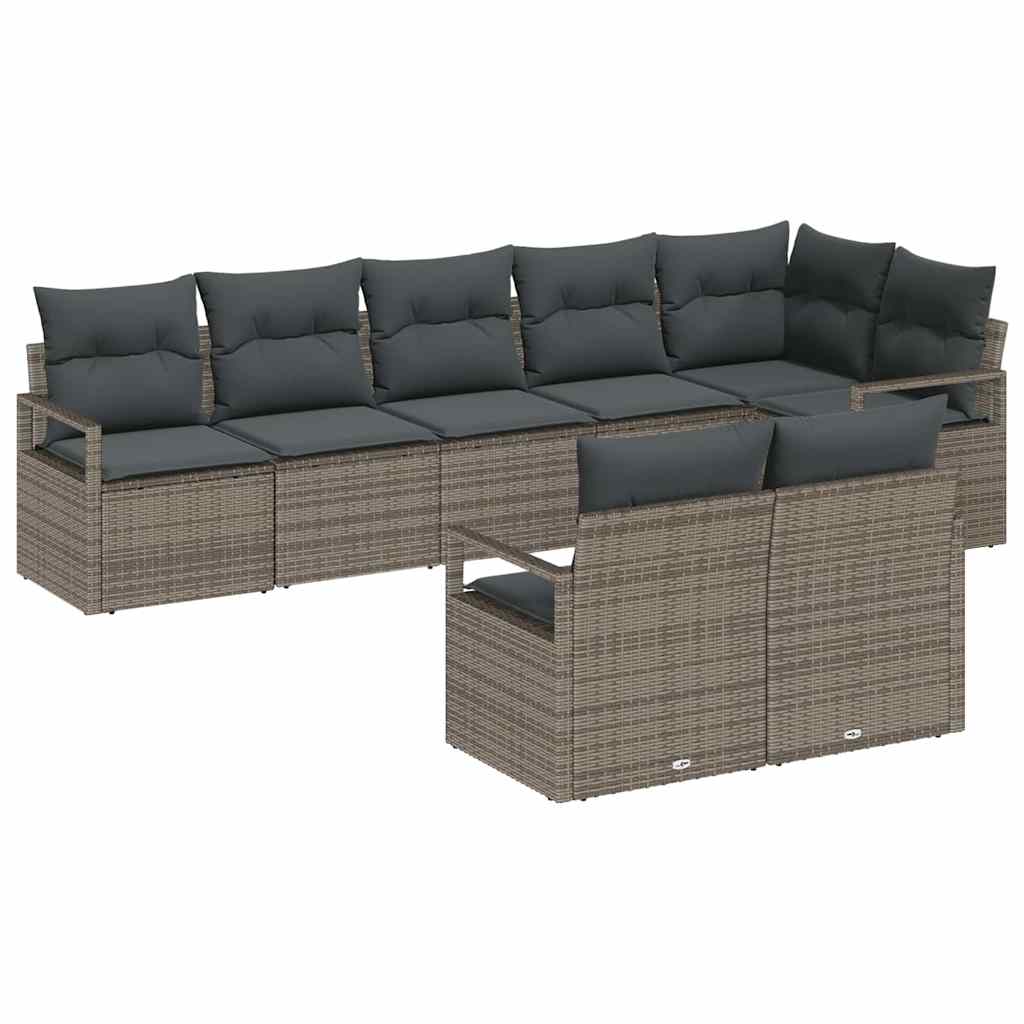 Set di divani 8 pcs Grigio polyrattan