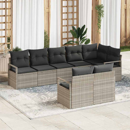 Set di divani 8 pcs Grigio chiaro polyrattan