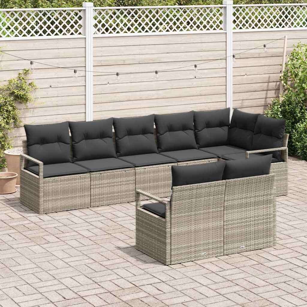 Set di divani 8 pcs Grigio chiaro polyrattan