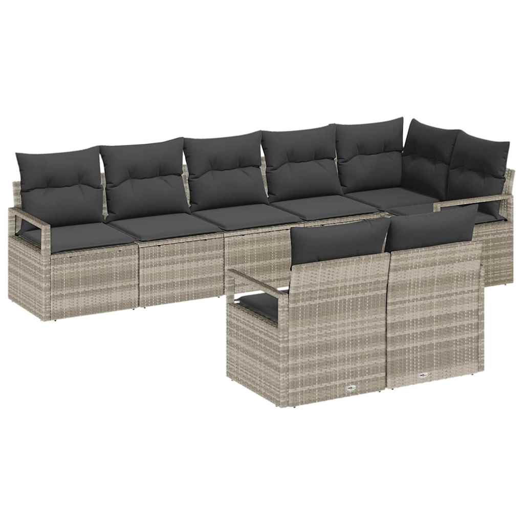 Set di divani 8 pcs Grigio chiaro polyrattan
