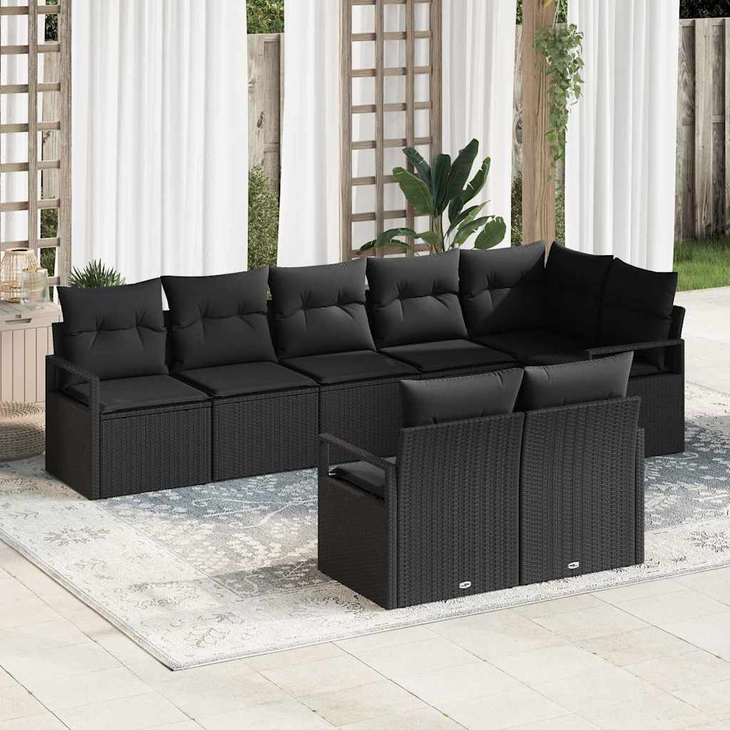 Set di divani 8 pcs Nero polyrattan