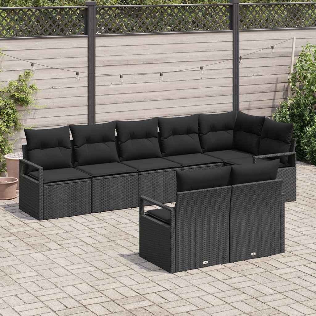 Set di divani 8 pcs Nero polyrattan