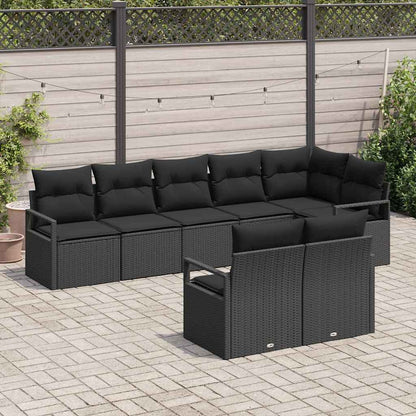 Set di divani 8 pcs Nero polyrattan