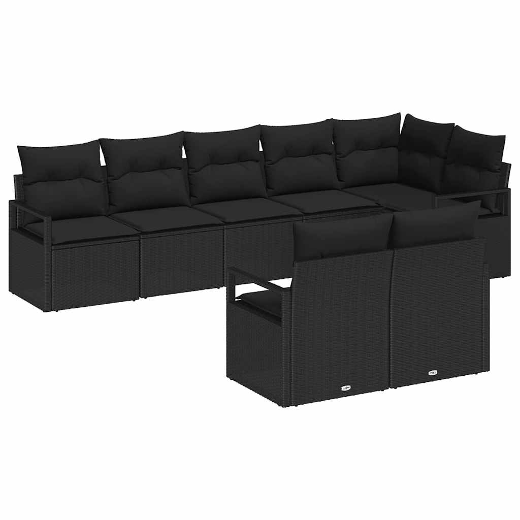 Set di divani 8 pcs Nero polyrattan