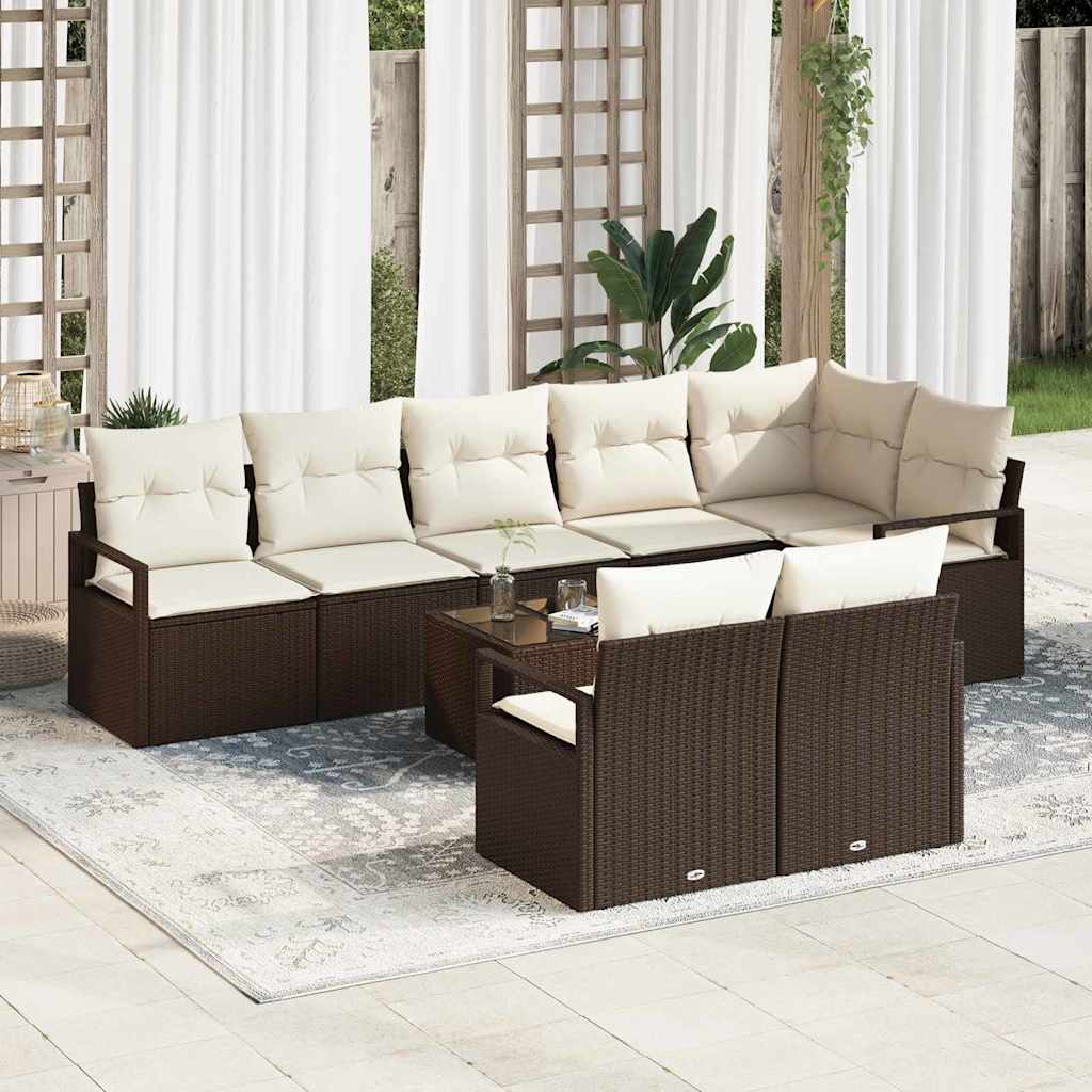 Set di divani 9 pcs Marrone polyrattan