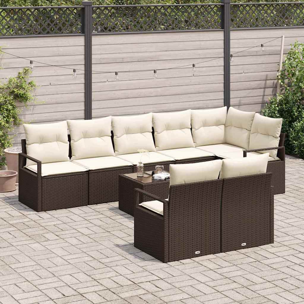 Set di divani 9 pcs Marrone polyrattan