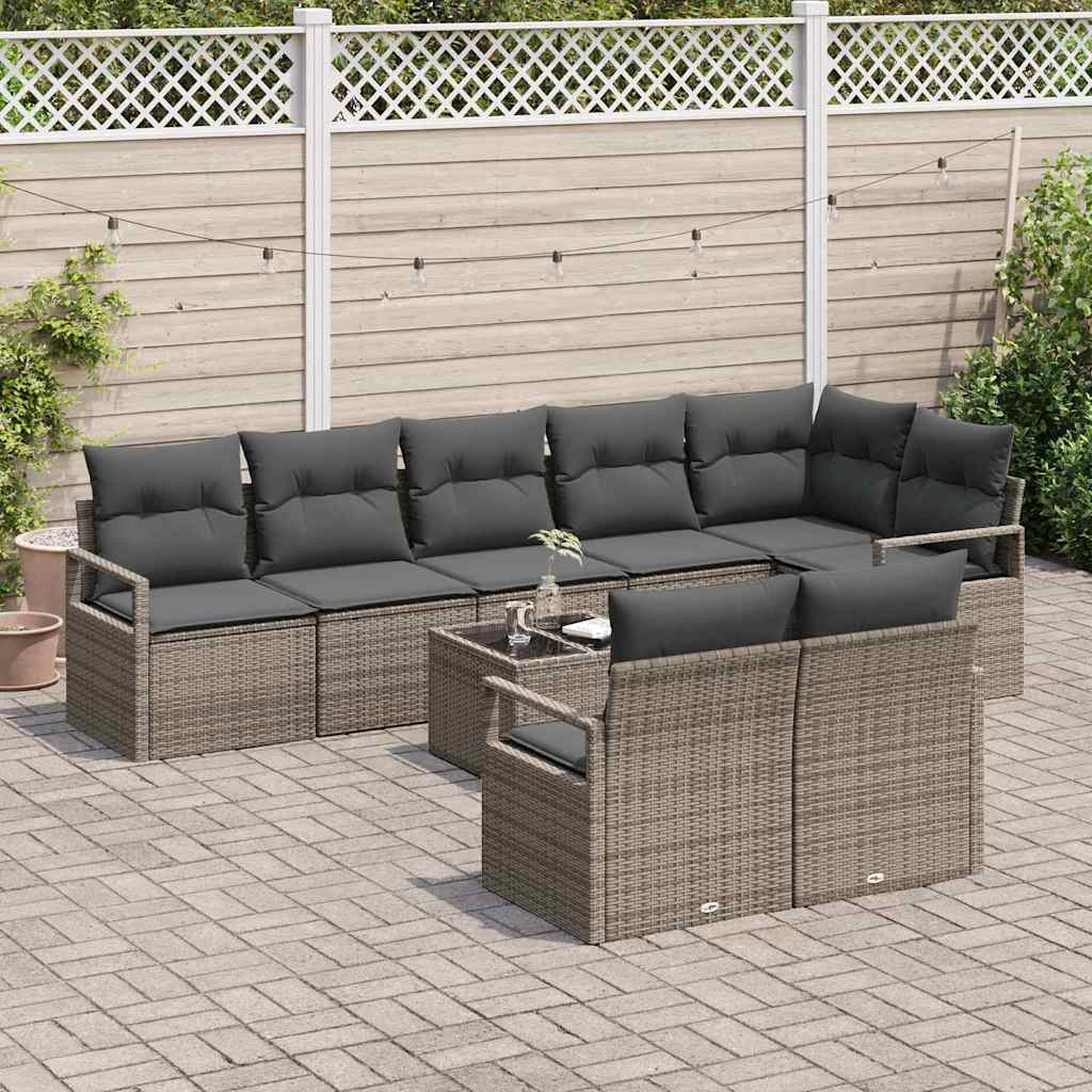 Set di divani 9 pcs Grigio polyrattan