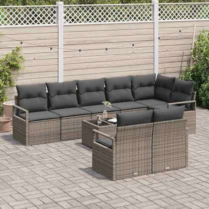 Set di divani 9 pcs Grigio polyrattan