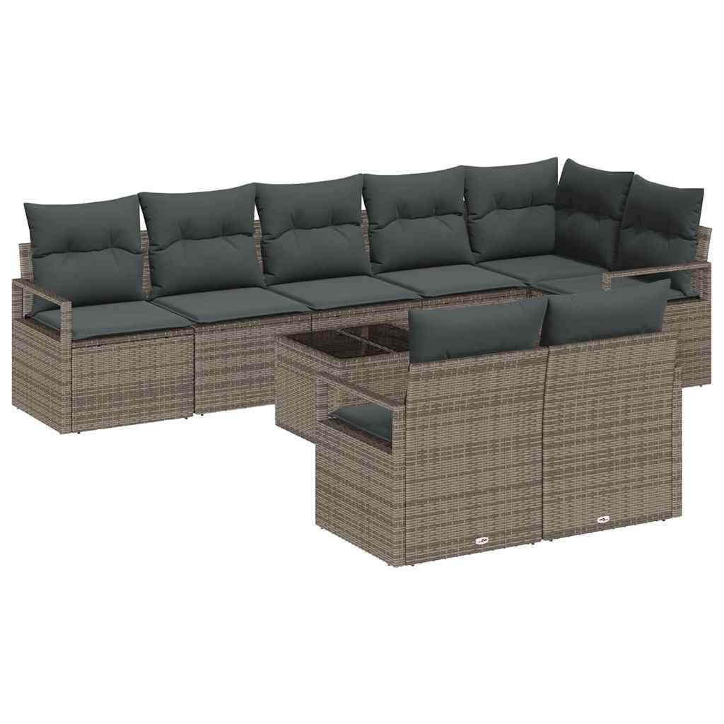 Set di divani 9 pcs Grigio polyrattan