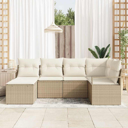 Set di divani con cuscino 6 pcs Beige polyrattan