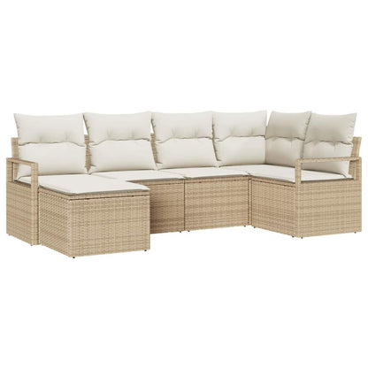 Set di divani con cuscino 6 pcs Beige polyrattan