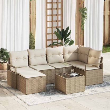 Set di divani 7 pcs Beige polyrattan