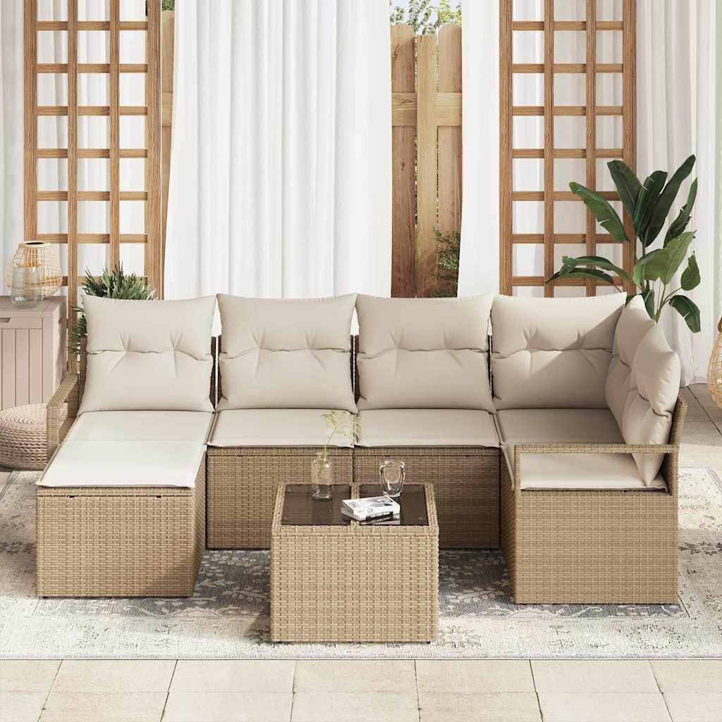 Set di divani 7 pcs Beige polyrattan