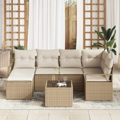 Set di divani 7 pcs Beige polyrattan