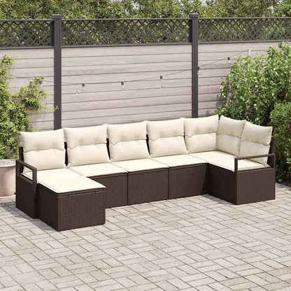 Set di divani 7 pcs Marrone polyrattan