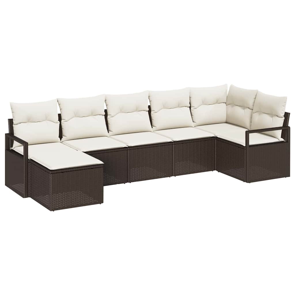 Set di divani 7 pcs Marrone polyrattan