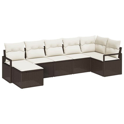 Set di divani 7 pcs Marrone polyrattan