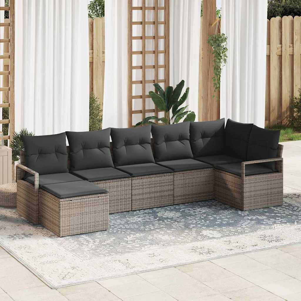 Set di divani 7 pcs Grigio polyrattan
