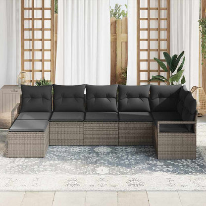 Set di divani 7 pcs Grigio polyrattan