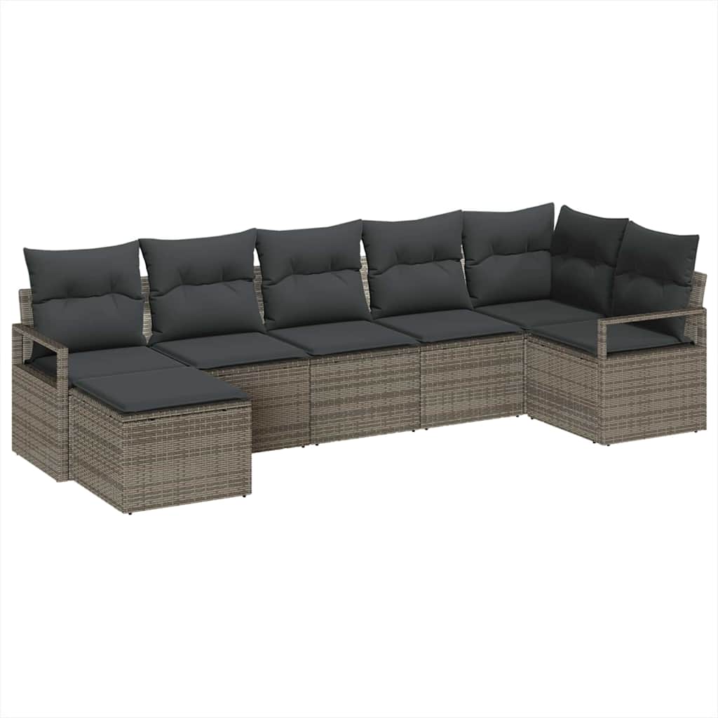 Set di divani 7 pcs Grigio polyrattan