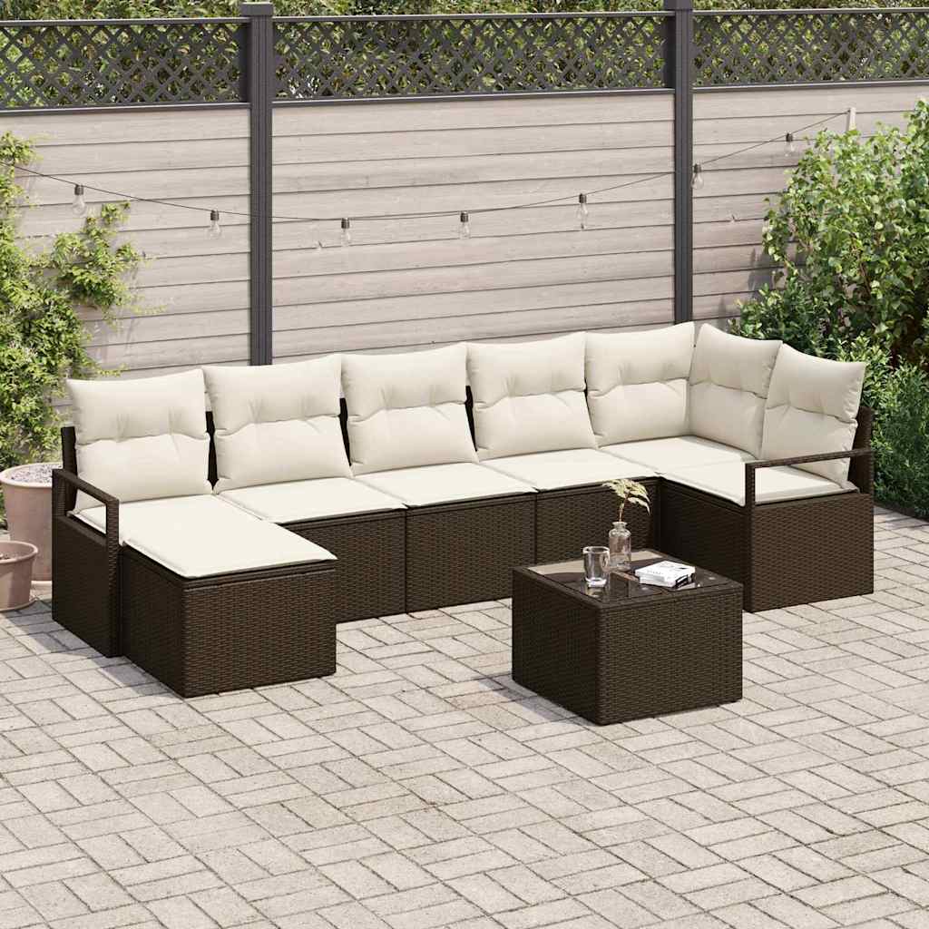 Set di divani 8 pcs Marrone polyrattan