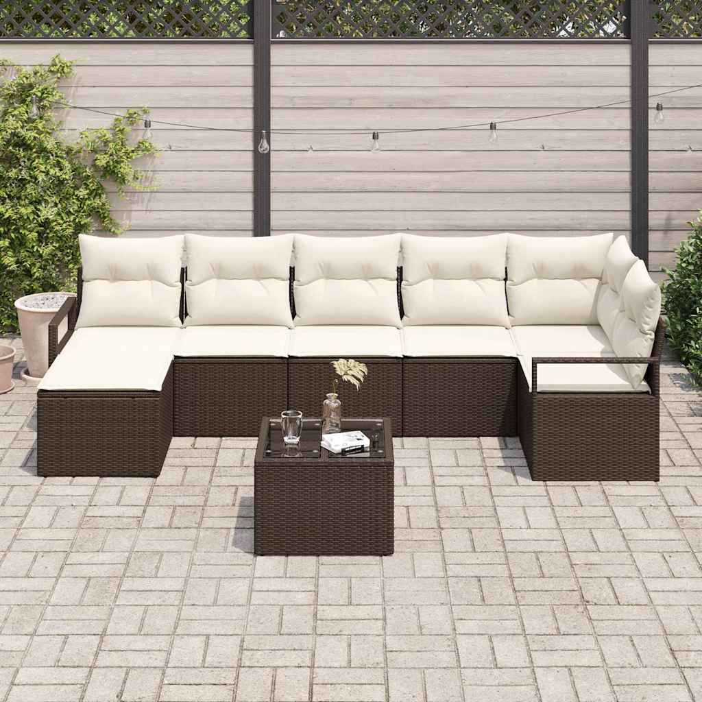 Set di divani 8 pcs Marrone polyrattan