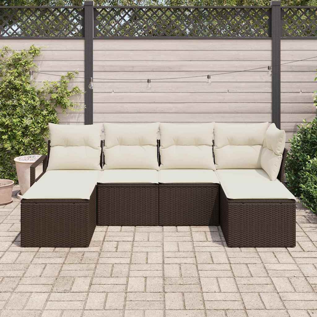 Set di divani 6 pcs Marrone polyrattan