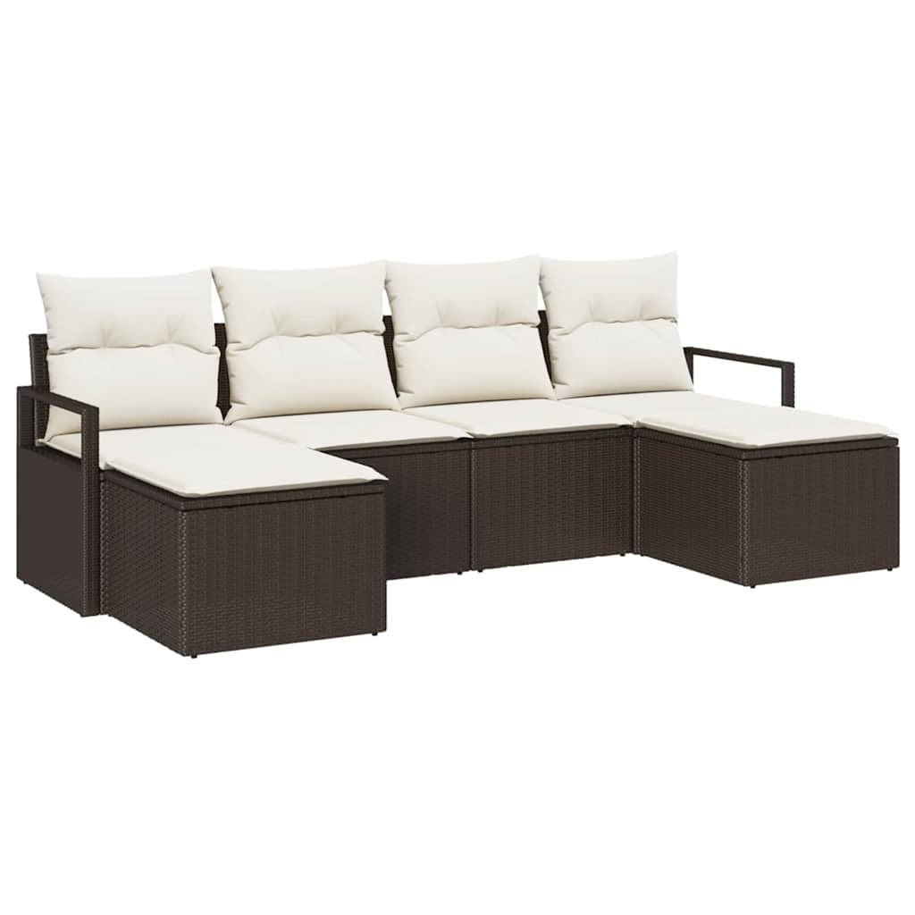 Set di divani 6 pcs Marrone polyrattan
