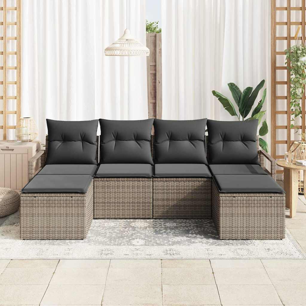 Set di divani 6 pcs Grigio polyrattan