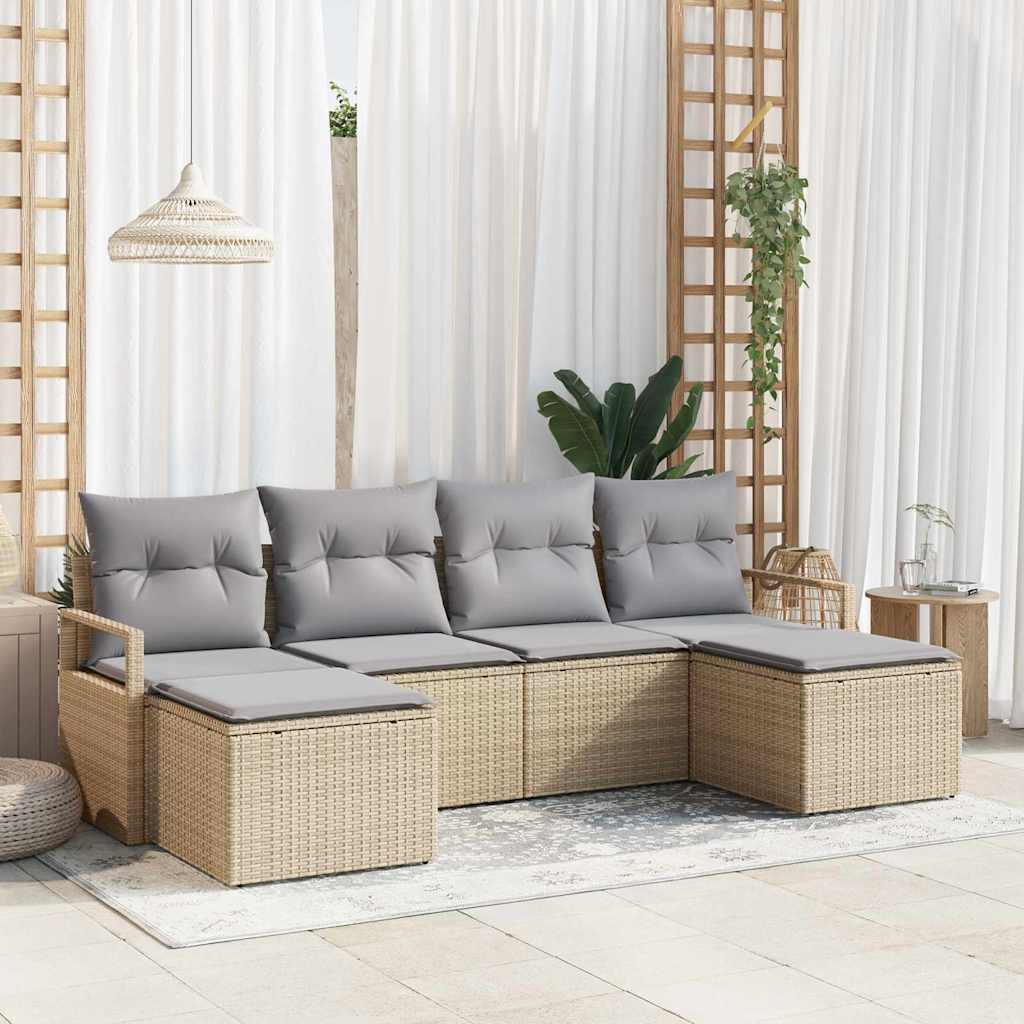 Set di divani 6 pcs Beige polyrattan