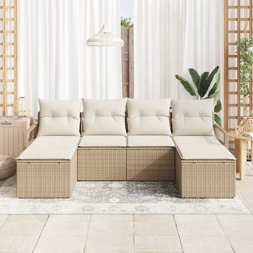 Set di divani 6 pcs Beige polyrattan
