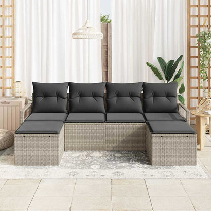 Set di divani 6 pcs Grigio chiaro polyrattan