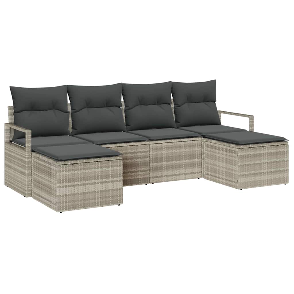 Set di divani 6 pcs Grigio chiaro polyrattan
