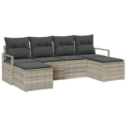 Set di divani 6 pcs Grigio chiaro polyrattan