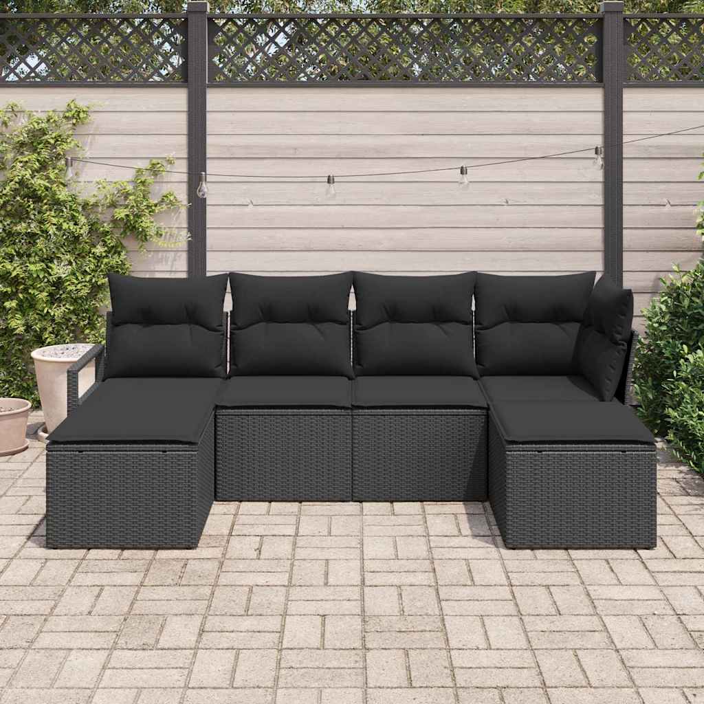 Set di divani 6 pcs Nero polyrattan