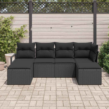 Set di divani 6 pcs Nero polyrattan