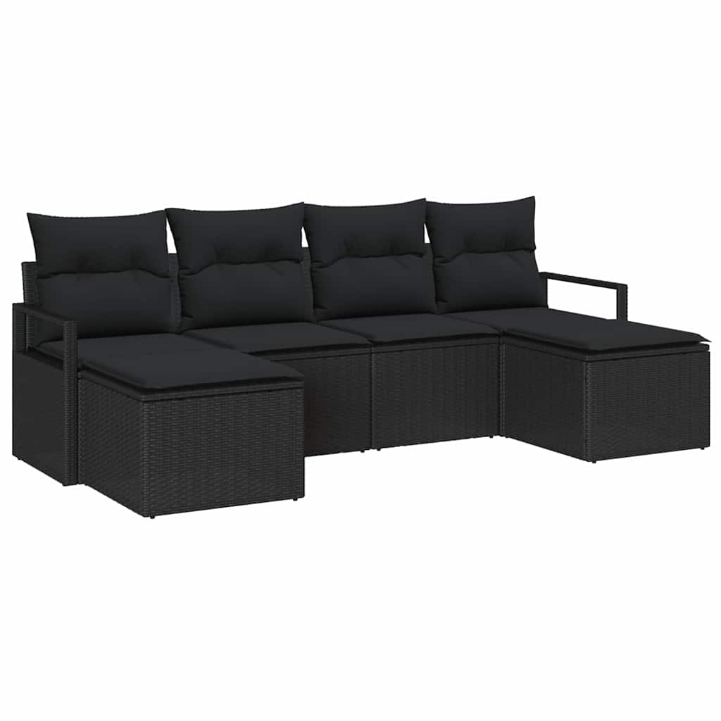 Set di divani 6 pcs Nero polyrattan
