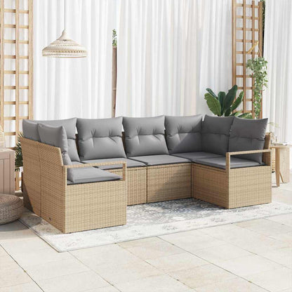 Set di divani con cuscino 6 pcs Beige polyrattan