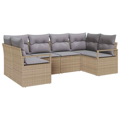 Set di divani con cuscino 6 pcs Beige polyrattan
